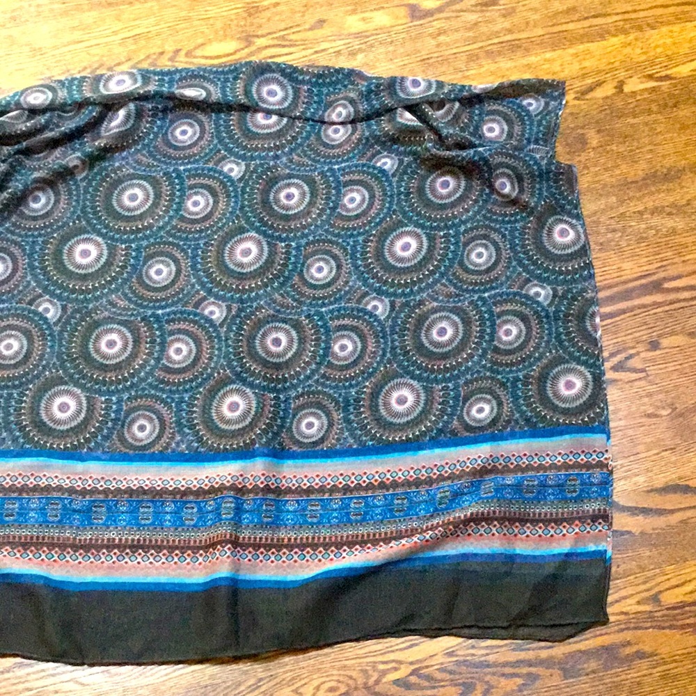 Navy Multi coloured Rectangle scarf